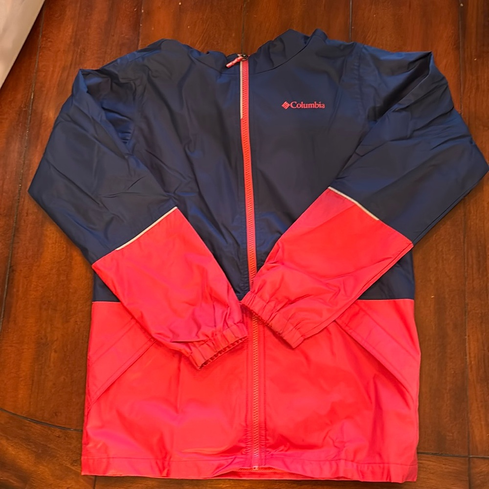 Columbia Kids Navy and Red Raincoat Youth Large like new